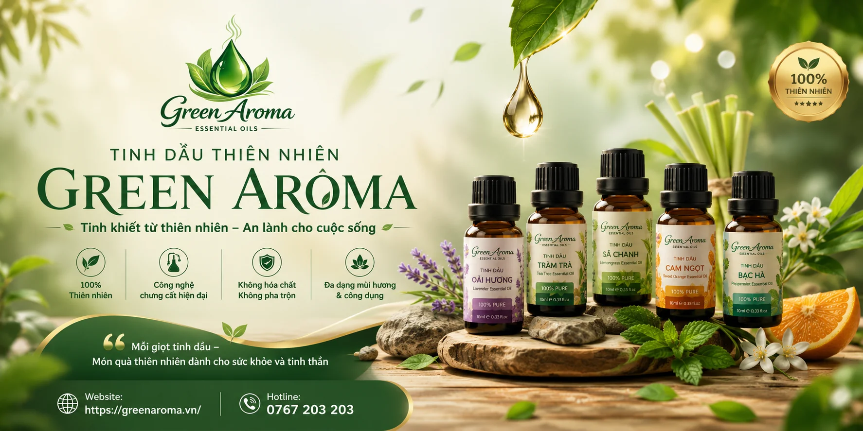 banner tinh dau green aroma