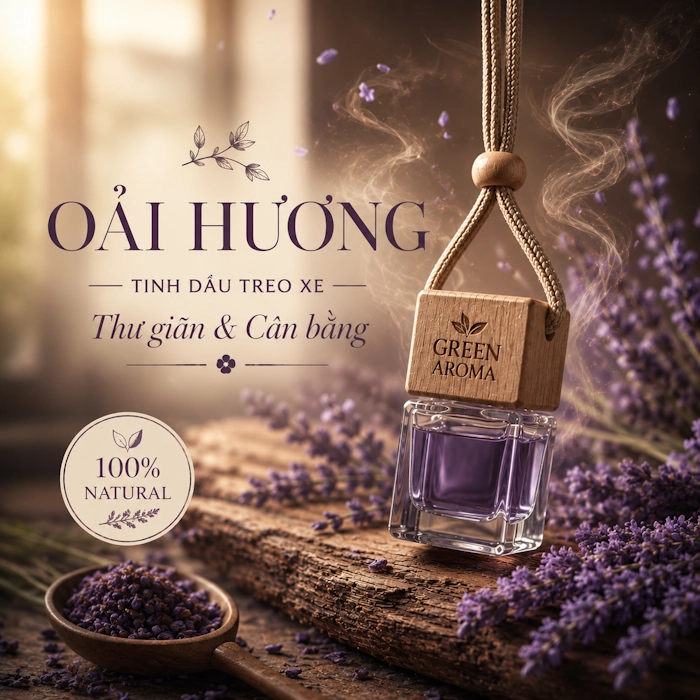 Tinh Dầu Treo Xe Ô Tô Hương Oải Hương (Lavender) Green Aroma – Thư Giãn Sâu, Khử Mùi & Nghỉ Trưa Trên Xe Ngon Giấc Hơn