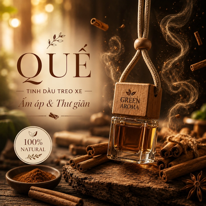 Tinh Dầu Treo Xe Ô Tô Hương Quế (Cinnamon) – Green Aroma: Ấm Áp & Khử Mùi Hiệu Quả