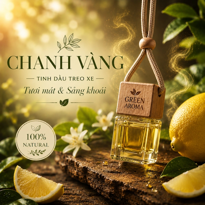 Tinh Dầu Treo Xe Ô Tô Hương Chanh Vàng Green Aroma – Tươi Mát, Sảng Khoái & Khử Mùi Mạnh Mẽ