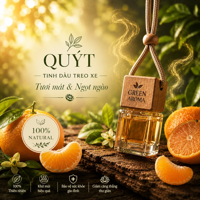 Tinh Dầu Treo Xe Ô Tô Hương Quýt Green Aroma – Hương Thơm Ngọt Ngào, Sảng Khoái Cho Xe Hơi
