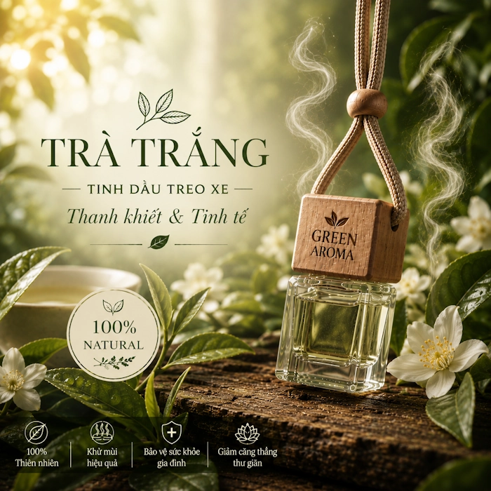 Tinh Dầu Treo Xe Ô Tô Hương Trà Trắng Green Aroma – Thanh Khiết, Tinh Tế Và Sảng Khoái Dịu Nhẹ
