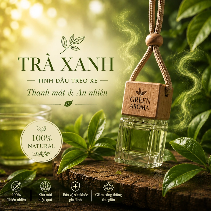 Tinh Dầu Treo Xe Ô Tô Hương Trà Xanh Green Aroma – Thanh Lịch, Tươi Mát & Cân Bằng Hoàn Hảo