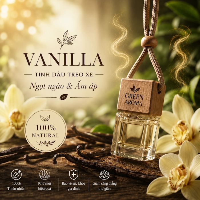 Tinh Dầu Treo Xe Ô Tô Hương Vanilla Green Aroma – Ấm Áp, Dịu Dàng Và Thư Thái Mọi Hành Trình