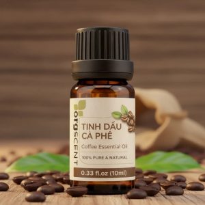 Hình ảnh tinh dầu cà phê 10ml mang hương cà phê rang đậm đà, ấm áp với sắc thái caramel và hạt rang đặc trưng. Dung tích nhỏ gọn, phù hợp để trải nghiệm mùi hương cà phê hoặc sử dụng trong không gian cá nhân.